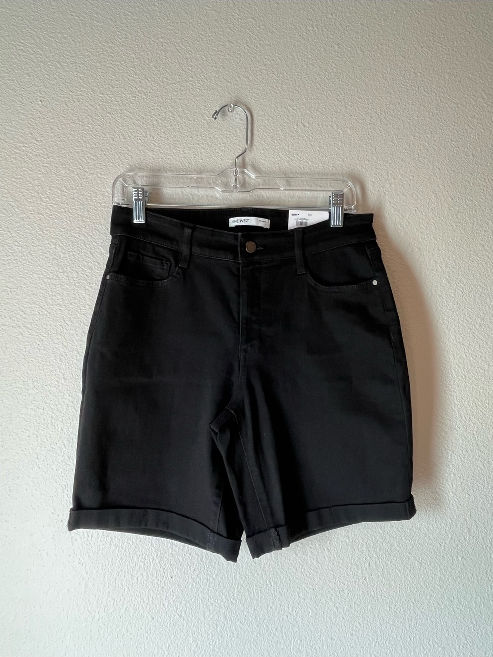 NWT! Nine West  Black Mid-Rise Rolled-Hem Women's Shorts